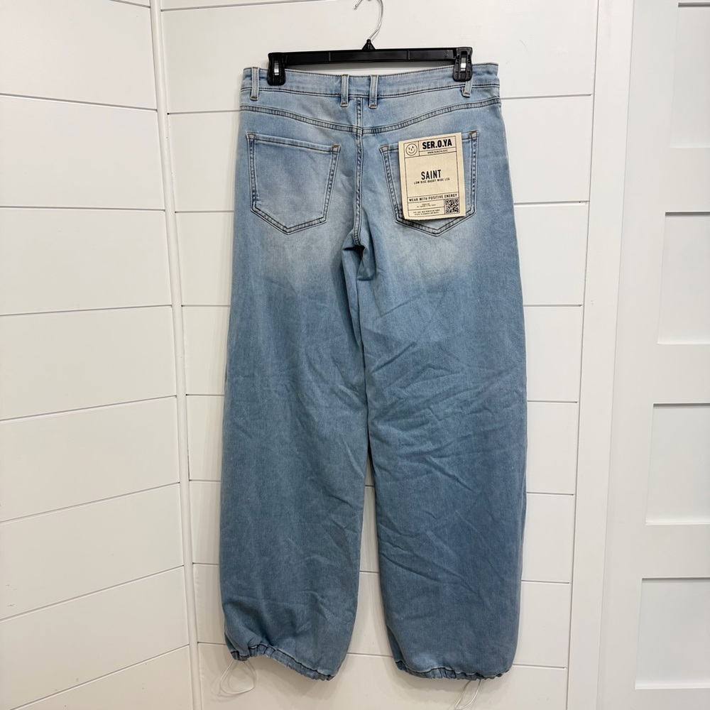 New! SER.O.YA Saint low rise baggy wide leg oversized blue jean 36032 - Picture 6 of 16